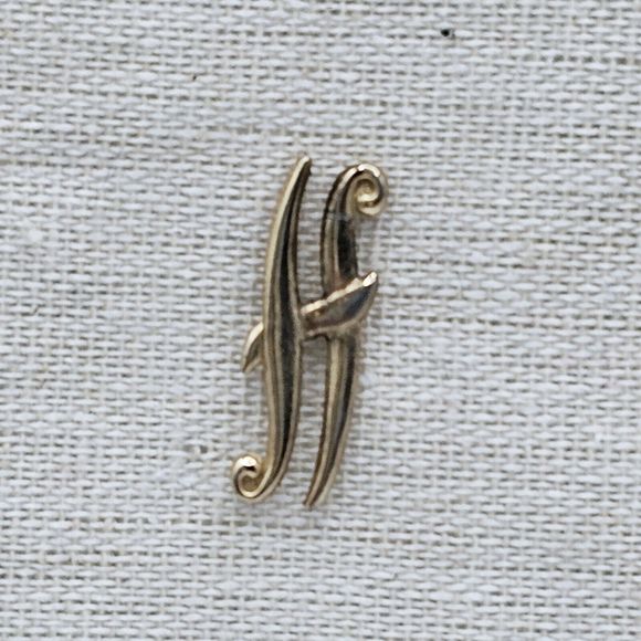 Letter H Pin Brooch Script Initial Vintage Cursive Pat Pend Estate Jewelry - Picture 6 of 7